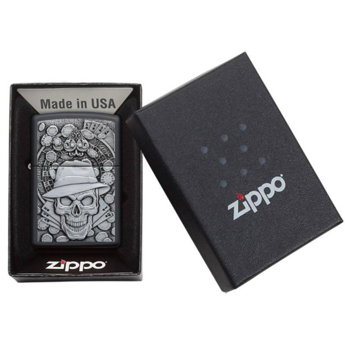 499 ZIPPO Зажигалка ZIPPO Gambling Skull с покрытием Black Matte фото 7