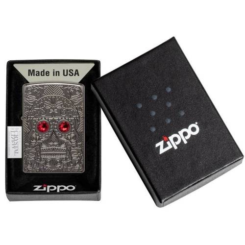 321 ZIPPO Зажигалка ZIPPO Armor Crystal Skull Design с покрытием High Polish Black Ice фото 2