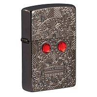 Зажигалка ZIPPO Armor Crystal Skull Design с покрытием High Polish Black Ice